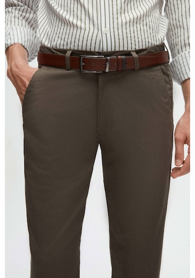 D's Damat Ds Damat  2HCC3ORT20001 Slim Fit Haki Armürlü Yan Beli Lastikli Esnek Likralı Yandan Cepli Chino Pantolon Haki