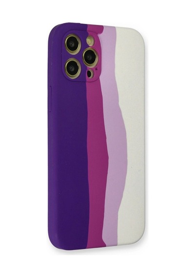 Apple İphone 12 Pro Max Kılıf Ebruli Lansman Silikon - Mor-beyaz