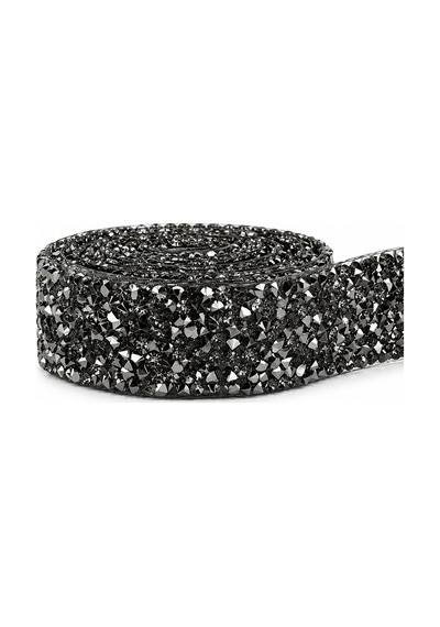 Black Diamond / Antrasit Ütüyle Yapışan Taşlı Şerit Aplik 2 Cm X 1 Metre Abiye Elbise Süsleme Diğer