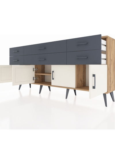 Arges Konsol 2 Raflı 6 Çekmeceli 4 Kapaklı 176x30x83 Çam-aytaşı/antrasit Aytaşı/antrasit Arges Konsol 2 Raflı 6 Çekmeceli 4 Kapaklı 176x30x83 Çam-aytaşı/antrasit Aytaşı/antrasit