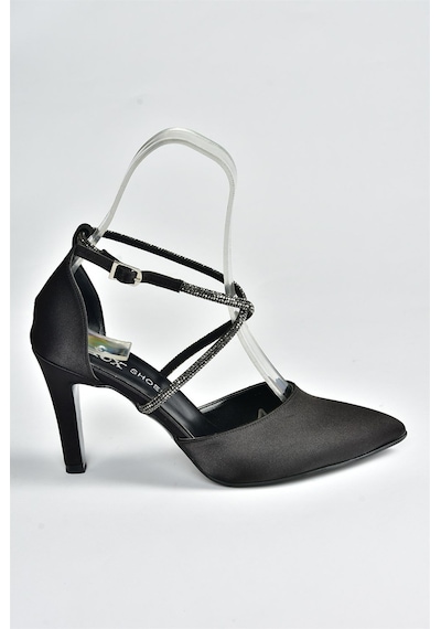 Fox Shoes Siyah Saten Kumaş Sivri Burun Kadın Topuklu Ayakkabı M246066704 Siyah