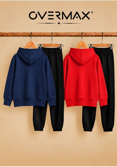 Overmax 2 Li Çocuk Kapüşonlu Eşofman Takımı Sweatshirt & Eşofman Altı 3-12 Yaş Lacivert-siyah, Kırmızı-siyah - 919953561 Lacivert-siyah, Kırmızı-siyah
