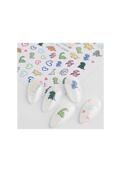 Nailist Fun - Dinazor Çıkartmalı Renkli Eğlenceli Yapışkan Çocuk Tırnak Sticker Seti Tırnak Dövmesi