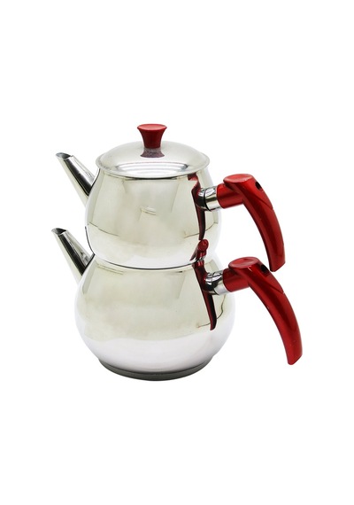 Ems Mar Aile Boy Büyük Küre Çelik Çaydanlık Seti Üst: 1.2l & Alt: 2l