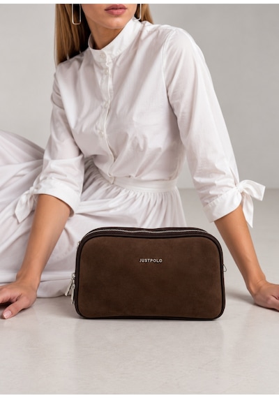 Just Polo Kadın Çok Bölmeli Süet Lüks Tasarımlı Çapraz Askılı Omuz Çantası Shoulder Bag Kahverengi