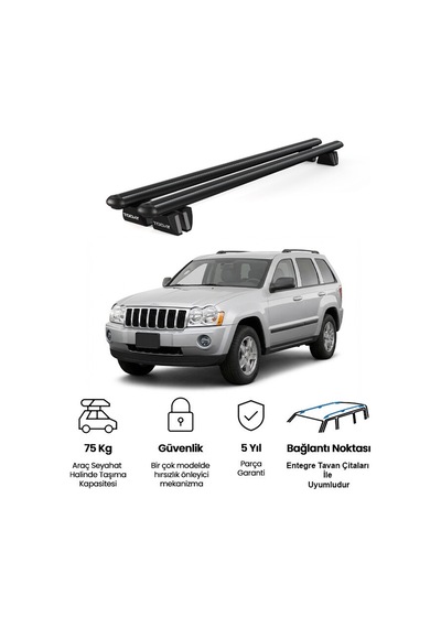 Pençe Jeep Grand Cherokee Ara Atkı 2005-2010 Uyumlu Siyah Ara Atkı Port Bagaj Tavan Barı
