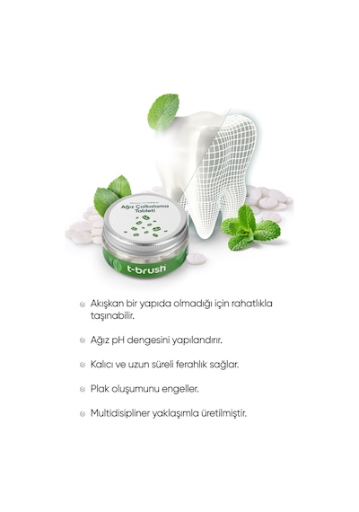 Tbrush Diş Beyazlatıcı Doğal Diş Macunu Tableti Florürsüz + Ağız Gargara Tableti Içermez 75 Tablet Diğer
