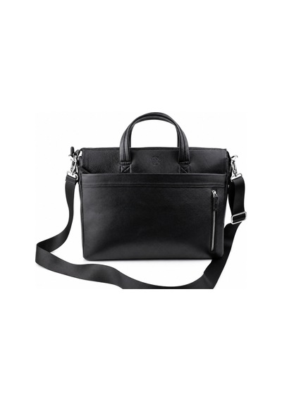 Alphaclub Bag Erkek Siyah Hakiki Deri Laptop Bölmeli El Ve Omuz Askılı Fermuarlı Laptop Ve Evrak Çantası