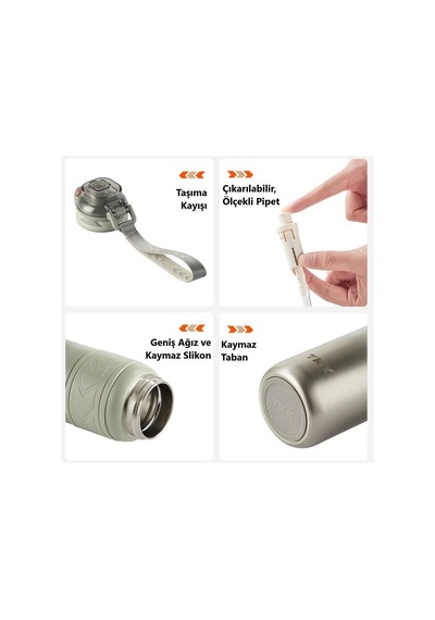 Tkk Çelik Termos Matara 900 Ml Gri Yeşil