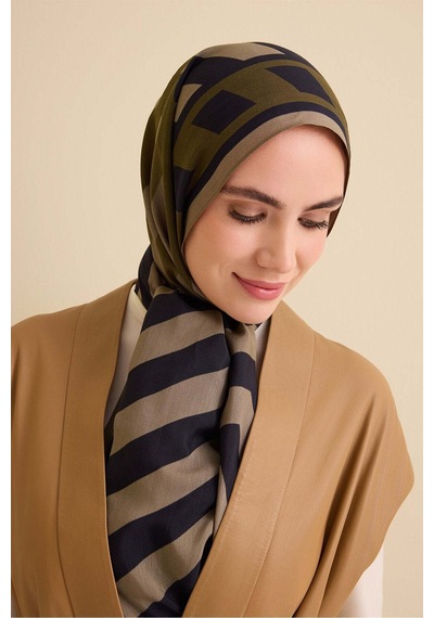 Imannoor Çizgi Noor Kırmızı Floş Viskon Şal 72x212 Kırmızı
