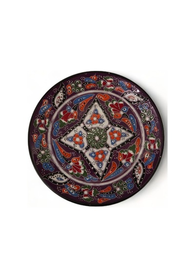 Özel Motifli Mor Renkli Tabak 18 Cm