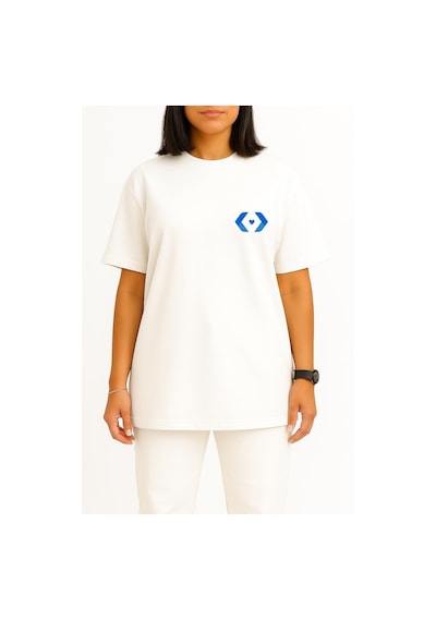 Bahriyeli Collection Oversize I Love Programming Cep Baskılı Unisex T-shirt Beyaz