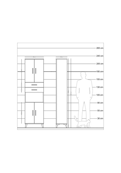 Arges Dolap 4 Raflı 2 Çekmeceli 4 Kapaklı 60x30x221 Antrasit-... Antrasit