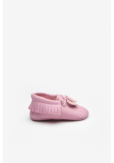Le Mabelle Pembe Kalp Figürlü Kız Bebek Deri Makosen Pembe