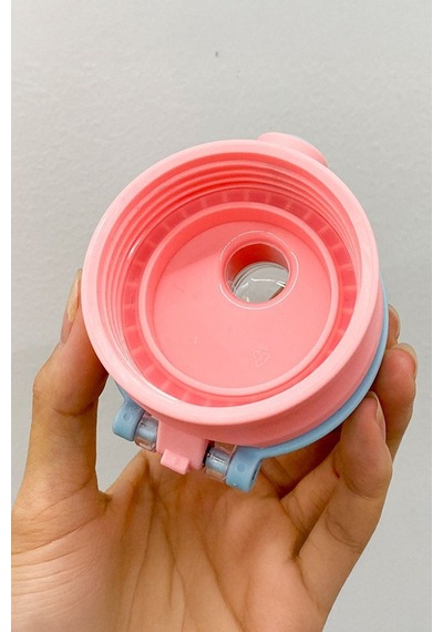 304 Çelik Pembe 500 Ml Kulplu Pipetli Çocuk Matara Suluk Mt241pm Pembe