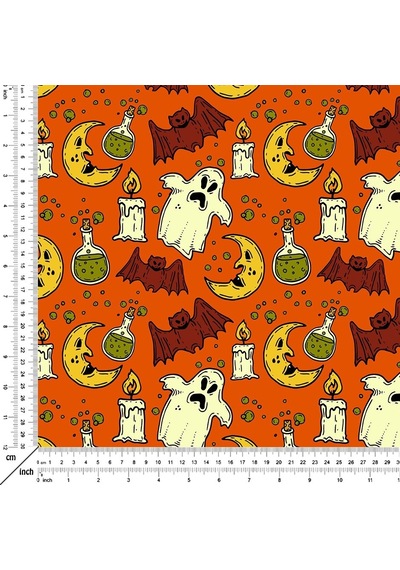 Happy Halloween Turuncu Zeminli Yarasalı, Hayalet