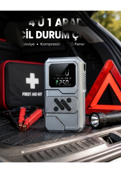 Akü Takviye Ve Hava Kompresörü 12000mah