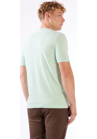 Dufy Su Yeşili Erkek Slim Fit Düz Düğmeli O Yaka Triko - 104631 Su Yeşili