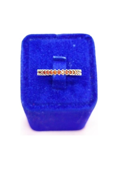 Oriental Kuyumculuk Jewellery Tek Sıra Garnet Taşlı İnce Tamtur Gümüş Yüzük Turuncu