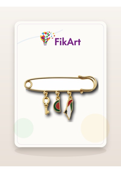 Fikart Anahtarlı Filistin Üçlü Sallantılı Çengelli İğne Broş Çok Renkli