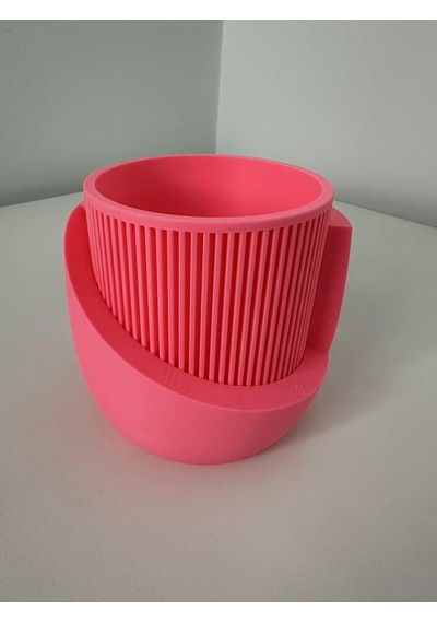 Omeyva Dekoratif Japandi Akıllı Çiftli Saksı Çiçek Kaktüs Bitki Yetiştirme Saksısı - 11 Cm. - Pembe