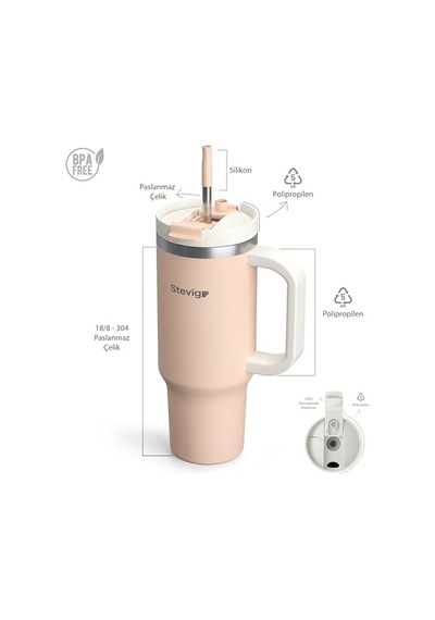 2 Moods Tuck-in Tumbler Sızdırmaz Çelik Termos 900 Ml Bisque St-239 Açık Beyaz