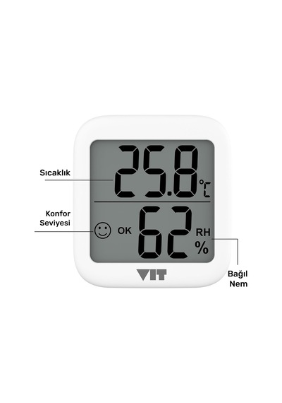4'lü İç Mekan Dijital Isı Ve Nem Ölçer Beyaz Termometre Wvt17-03 Thermometer