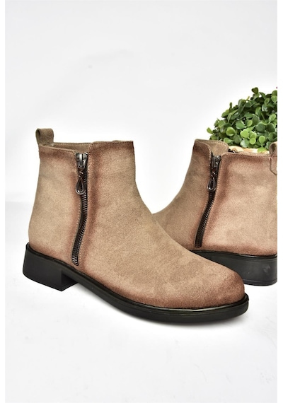 Fox Shoes R374050402 Vizon Süet Alçak Tabanlı Kadın Bot Vizon-süet