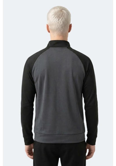 Slazenger Redora Erkek Dik Yaka Fermuarlı Koyu Gri Sweatshırt