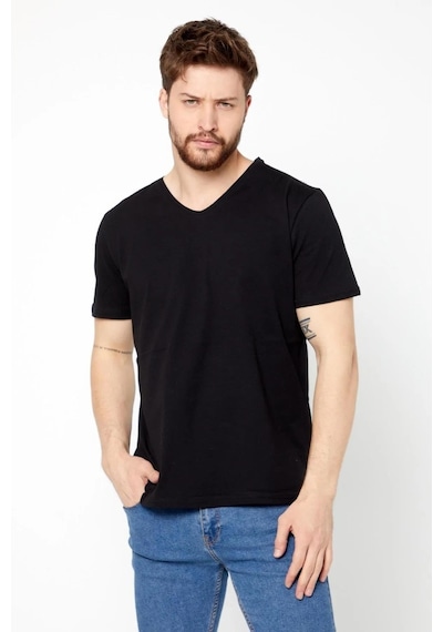 Comeor Erkek Çok Renkli T- Shirt Regular Fit Rahat Kesim V Yaka 5 Haki