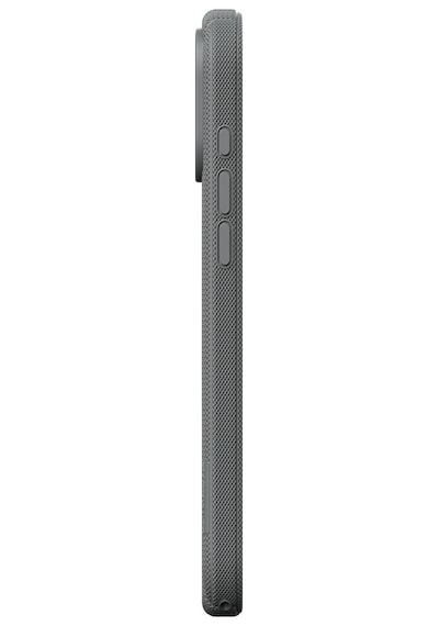 Apple Uyumlu iPhone 17 Pro Max Kılıf Magsafe Şarj Özellikli Çizgi Desenli Kumaş Dokulu Lorin Kapak Gri