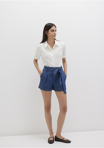 Mavi - Kemer Detaylı Denim Şort 1410214-86971 Mavi