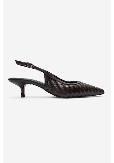 Luvi Shoes Alvessıa Kahverengi Örgü Kadın Kısa Topuklu Ayakkabı