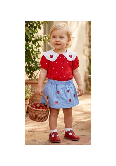 Altıntaş Baby Fisto Çilek Yaka İşlemeli %100 Pamuk Müslin Kumaşlı Mini Kot Etekli İkili Bayramlık Takım Kırmızı Mavi Kırmızı Mavi Altıntaş Baby Fisto Çilek Yaka İşlemeli %100 Pamuk Müslin Kumaşlı Mini Kot Etekli İkili Bayramlık Takım Kırmızı Mavi Kırmızı Mavi