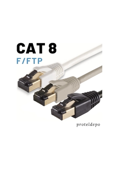 Irenis CAT8 Kablo F/FTP LSZH Ethernet Network LAN Ağ Kablosu 3 M-Siyah