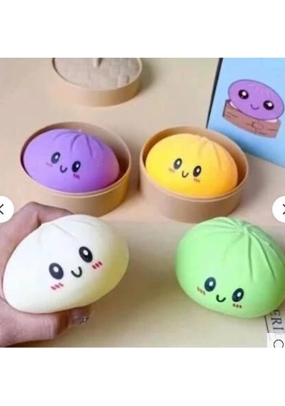 Mantı Pastel Baozi Sıkma Oyuncak Kurdeleli Sürpriz Kutuda Sevimli Stres Giderici 10x10 Cm