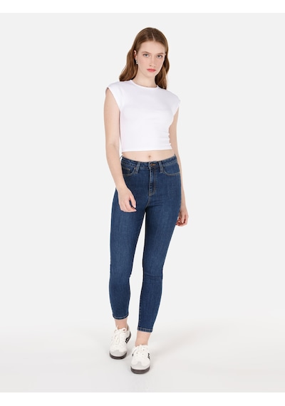 Colins 760 Diana Süper Dar Kesim Yüksek Bel Dar Paça Mavi Kadın Pantolon Cl1071322 Denim