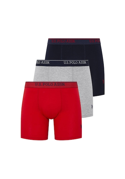 U.S. Polo Assn. Erkek 3 Lü Boxer Set Kırmızı Gri Melanj Lacivert 001