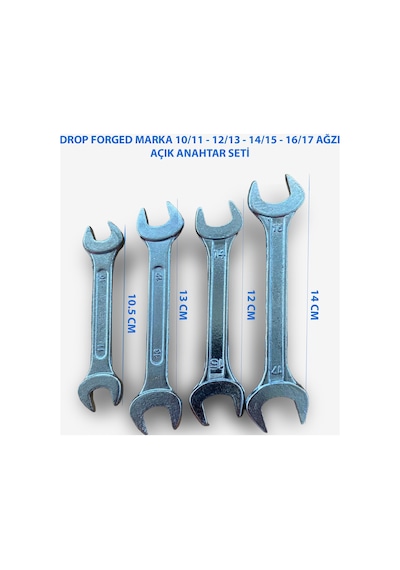 4'lü Çift Ağız Açık Anahtar Takımı 10/11 12/13 14/15 16/17 Mm Dayanıklı El Aleti