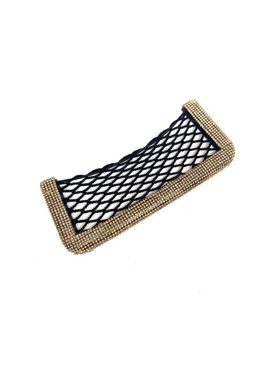 Kristal Taşlı Araç İçi File Çep Organizer 20x8cm Altın