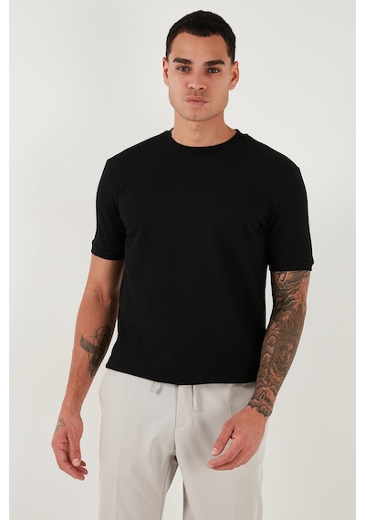 Buratti Streç Pamuklu Slim Fit Sıfır Yaka Erkek T Shirt 5902639 Siyah