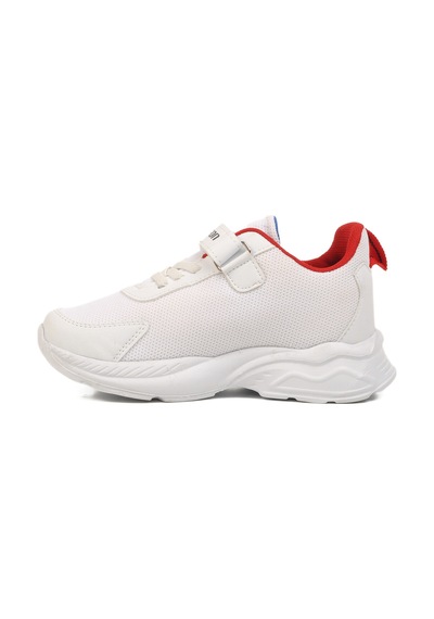 Beyaz Kırmızı Cırtlı Fileli Unisex Çocuk Spor Ayakkabı 2340 F Beyaz-kırmızı