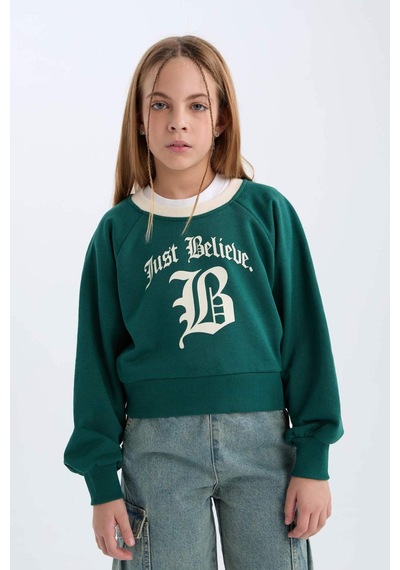 DeFacto Kız Çocuk Relax Fit Bisiklet Yaka Baskılı İçi Yumuşak Tüylü Sweatshirt D7042A824WNGN1116 Yeşil DeFacto Kız Çocuk Relax Fit Bisiklet Yaka Baskılı İçi Yumuşak Tüylü Sweatshirt D7042A824WNGN1116 Yeşil