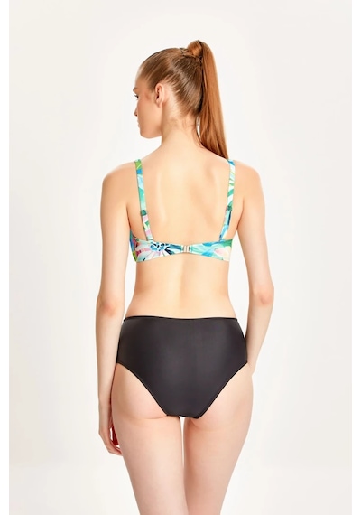 Too Salty Swimwear Kadın Desenli Toparlayıcı Yüksek Bel Bikini Takımı 24s125st Siyah