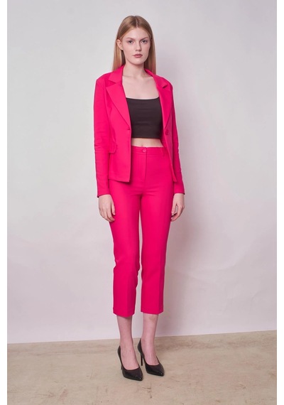Kadın Yakalı Cep Kapaklı Uzun Kol Hafif Likralı Kumaş Blazer Ceket Pantolon Jument 40076 -fujya Fujya Kadın Yakalı Cep Kapaklı Uzun Kol Hafif Likralı Kumaş Blazer Ceket Pantolon Jument 40076 -fujya Fujya