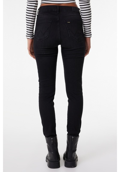 Wrangler High Rise Skinny Fit Denim Esnek Yüksek Bel Jean Kot Pantolon W27H019001 Siyah