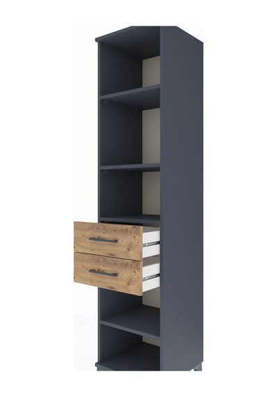 Hyperion Dolap 4 Raflı 2 Çekmeceli 44x44x195 Antrasit-çam Antrasit