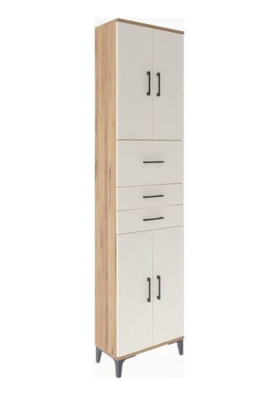Arges Dolap 5 Raflı Tek Çekmeceli 4 Kapaklı 60x30x243 Çam-aytaşı Atlas Çam