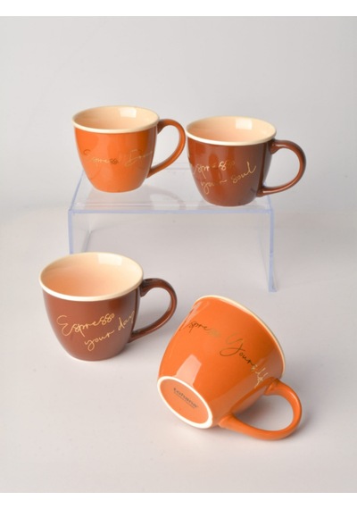Toprak Tonlarında Porselen Kupa 200 Ml Espresso Fincanı D Renkli