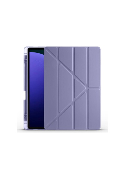Galaxy Uyumlu  Tab S9 Plus Kılıf Dsb Tri Folding Kalem Bölmeli Standlı Kılıf-mor Arka Kapak